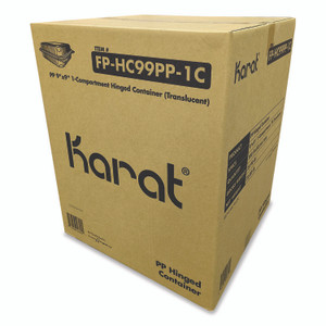 Karat Polypropylene Plastic Hinged Container, 9.35 x 9.22 x 3.17, Clear, Plastic, 50/Pack, 4 Packs/Carton View Product Image
