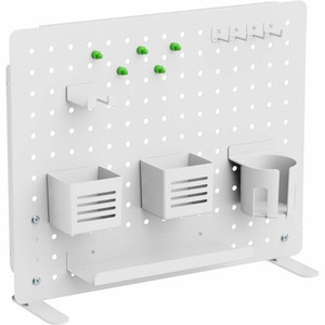 Kantek Pegboard Organizer Board with Accessories - 17.40" Height x 21.50" Width x 3.80" Depth - Under Desk, Desktop - White - Powder Coated Steel, Steel Product Image 