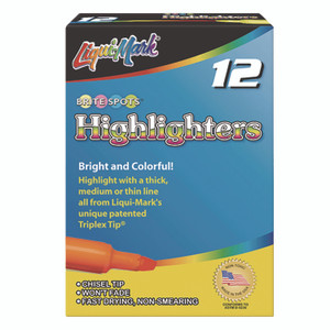 Liqui-Mark Tank Fluorescent Highlighter, Orange Ink, Chisel Tip, Orange Barrel, Dozen View Product Image