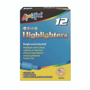 Liqui-Mark Tank Fluorescent Highlighter, Blue Ink, Chisel Tip, Blue Barrel, Dozen View Product Image