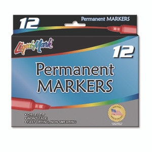 Liqui-Mark Permanent Marker, Chisel Tip, Black, Dozen View Product Image