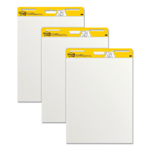 Post-it Easel Pads Super Sticky Vertical-Orientation Self-Stick Easel Pads, Unruled, 25 x 30, White, 30 Sheets, 3/Pack View Product Image