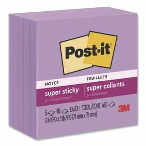 Post-it Notes Super Sticky Super Sticky Notes, 3 x 3, Mulberry, 90 Sheets/Pad, 5 Pads/Pack View Product Image