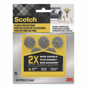 Scotch Felt Pad Protectors, 1" Diameter, Gray, 16/Pack View Product Image