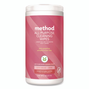 Method All Purpose Cleaning Wipes, 1 Ply, Pink Grapefruit, White, 70/Pack View Product Image