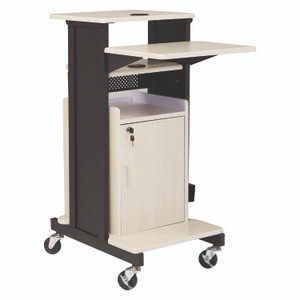 Oklahoma Sound Premium Plus Presentation Cart with Storage Cabinet, 18 x 30 x 40.5, Ivory/Black View Product Image