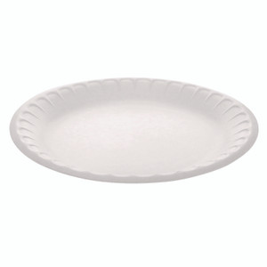 Pactiv Evergreen Placesetter Satin Non-Laminated Economy Foam Dinnerware, Plate, 9" dia, White, 500/Carton View Product Image
