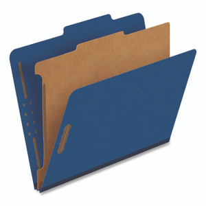 Pendaflex Colored Pressboard Top Tab Classification Folders, 1.75" Expansion, 1 Divider, 4 Fasteners, Letter Size, Dark Blue, 10/Box View Product Image
