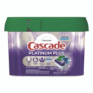 Cascade Platinum Plus ActionPacs Dishwasher Detergent Pods, Fresh Scent, 20.7 oz Tub, 38/Pack View Product Image