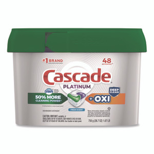 Cascade Action Pacs+Oxi, Fresh Scent, 26.7 oz Tub, 48/Pack View Product Image