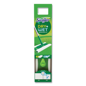 Swiffer Sweeper Mop, 10 x 4.8 White, Cloth Head, 46" Green/Silver Aluminum/Plastic Handle, 6/Carton View Product Image