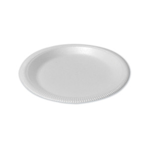 Plastifar Foam Dinnerware, Plate, 9" dia, Poly Bag, White, 125/Sleeve, 4 Sleeves/Pack View Product Image