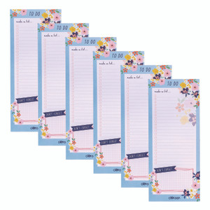 PUKKA PAD Magnetic To Do List, Unruled, 60 Multicolor Floral, 3.5 x 8.5 Sheets, 6/Pack View Product Image