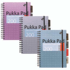 PUKKA PAD B5 Size Project Book, 4-Subject, Medium/College Rule (7.14 mm), Assorted Cover Colors, (100) 9.8 x 6.9 Sheets, 3/Pack View Product Image