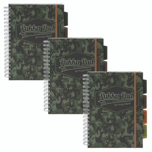 PUKKA PAD B5 Size Project Book, 4-Subject, Medium/College Rule, Green/Black Cover, (100) 9.8 x 6.9 Sheets, 3/Pack View Product Image
