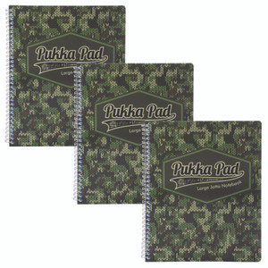 PUKKA PAD Letter Size Notebook, 1-Subject, Medium/College Rule, Green/Black Cover, (100) 11 x 8.5 Sheets, 3/Pack View Product Image