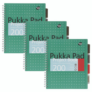 PUKKA PAD Letter Size Project Book, 5-Subject, Medium/College Rule, Metallic Green/White Cover, (100) 11 x 8.5 Sheets, 3/Pack View Product Image