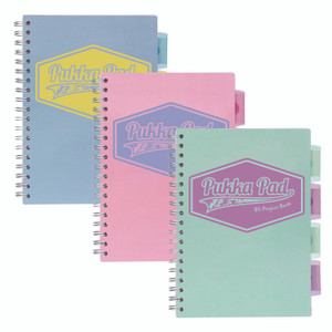 PUKKA PAD B5 Size Project Book, 4-Subject, Medium/College Rule, Assorted Pastel Cover Colors, (100) 9.8 x 6.9 Sheets, 3/Pack View Product Image