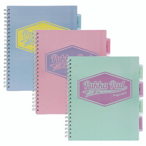 PUKKA PAD Letter Size Project Book, 5-Subject, Medium/College Rule, Assorted Cover Colors, (100) 11 x 8.5 Sheets, 3/Pack View Product Image