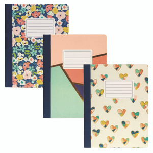 PUKKA PAD Composition Book, Medium/College Rule, Assorted Cover Colors and Designs, (70) 9.75 x 7.5 Sheets, 3/Pack PUK9096CD View Product Image