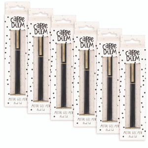 PUKKA PAD Carpe Diem Metal Gel Pen, Stick, Medium 0.7 mm, Black Ink, Black Barrel, 6/Pack View Product Image
