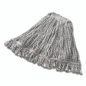 Rubbermaid Commercial Super Stitch Finish Mop Heads, Cotton/Synthetic, Blue/White View Product Image