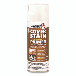 Zinsser Cover Stain Oil-Based Spray Primer, Interior/Exterior, Flat White, 13 oz Aerosol Can, 6/Carton View Product Image