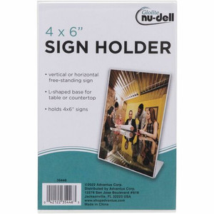 Golite nu-dell Freestanding Sign Holder - 4" Width x 6" Height - Rectangular Shape - Award, Certificate, Photo - Plastic - Clear Product Image 