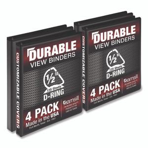 Samsill Durable D-Ring View Binders, 3 Rings, 0.5" Capacity, 11.5" x 8.5", Black, 4/Pack View Product Image