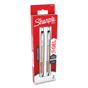 Sharpie S-Gel S-Gel Premium Metal Barrel Gel Pen, Retractable, Medium 0.7 mm, Black Ink, Champagne Barrel, 2/Pack View Product Image