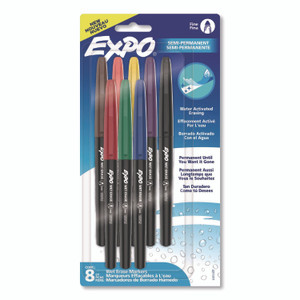 EXPO Wet Erase Markers, Fine Needle Tip, Assorted, 8/Pack View Product Image