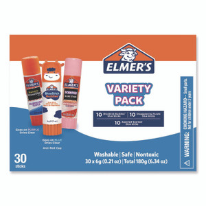 Elmer's Glue Stick Variety Pack, 0.21 oz, Dries Clear, 30/Pack View Product Image