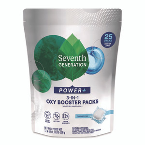 Seventh Generation Power+ 3-in-1 Oxy Booster Packs, Fragrance Free, 17.6 oz, 25 Tabs/Pack, 6 Packs/Carton View Product Image