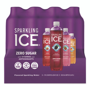 Sparkling ICE Variety Pack Sparkling Water, Cherry Limeade/Black Raspberry/Orange Mango/Kiwi Strawberry, 17 oz Bottle, 12/Pack View Product Image
