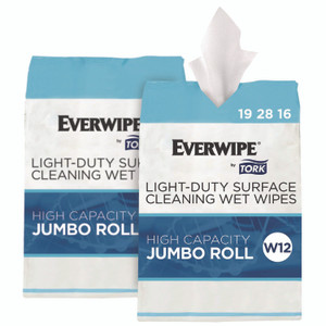 Tork Light-Duty Surface Cleaning Wet Wipe, 1-Ply, 8 x 6, Unscented, White, 2,500 Sheets/Roll, 2 Rolls/Carton View Product Image