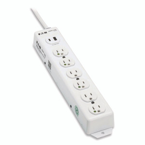 Tripp Lite by Eaton Safe-IT Medical-Grade Power Strip with Antimicrobial Protection, 6 Hospital-Grade Outlets, USB Charging, 2 ft Cord, White View Product Image