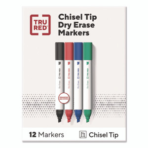 TRU RED Tank Dry Erase Markers, Broad Chisel Tip, Assorted Colors, 12/Pack View Product Image