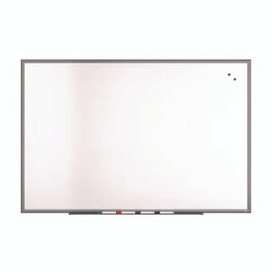 TRU RED Magnetic Porcelain Dry Erase Board, 72" x 48", White Surface, Gray/Natural Aluminum Frame View Product Image