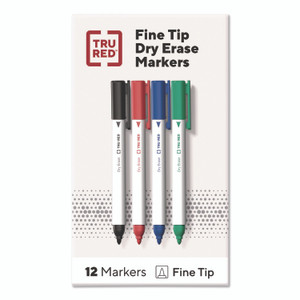 TRU RED Pen Dry Erase Markers, Bullet Fine Tip, Assorted Colors, 12/Pack View Product Image