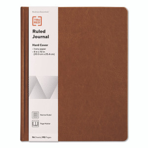 TRU RED Hardcover Business Journal with Elastic Closure, 1-Subject, Narrow Rule, Cognac Cover, (96) 10 x 8 Sheets View Product Image