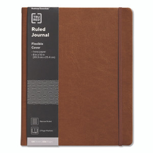 TRU RED Flexible-Cover Business Journal with Elastic Closure, 1-Subject, Narrow Rule, Cognac Cover, (128) 10 x 8 Sheets View Product Image