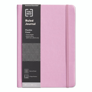 TRU RED Flexible-Cover Business Journal with Elastic Closure, 1-Subject, Narrow Rule, Mauve Cover, (128) 8 x 5.5 Sheets View Product Image