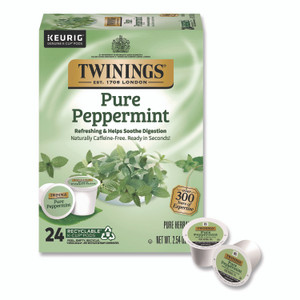 TWININGS Tea K-Cups, Pure Peppermint, 0.11 oz, 24/Box View Product Image