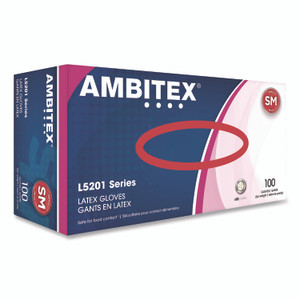 AMBITEX L5201 Series Powder-Free Latex Gloves, Ivory, Small, 100 Gloves/Box, 10 Boxes/Carton View Product Image