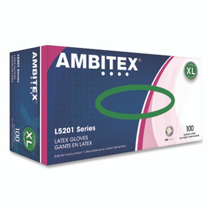 AMBITEX L5201 Series Powder-Free Latex Gloves, Ivory, X-Large, 100 Gloves/Box, 10 Boxes/Carton View Product Image