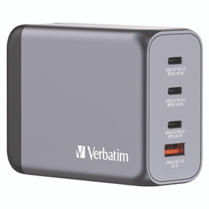 Verbatim 200 W 4-Port GaN Wall Charger, Black/Gray View Product Image