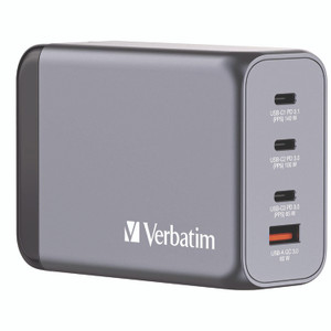 Verbatim 240 W 4-Port GaN Wall Charger, Black/Gray View Product Image