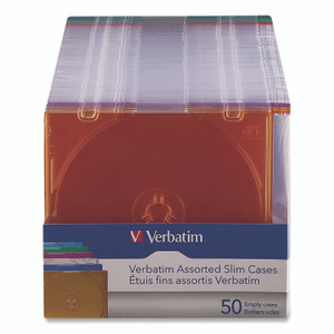 Verbatim Slim Cases for CD, DVD and Blu-Ray, Assorted Colors, 50/Pack View Product Image