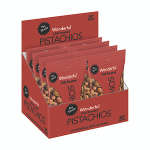 Wonderful No Shells, Chili Roasted Pistachios, 2.25 oz Packet, 8 Packets/Box, 3 Boxes/Carton View Product Image