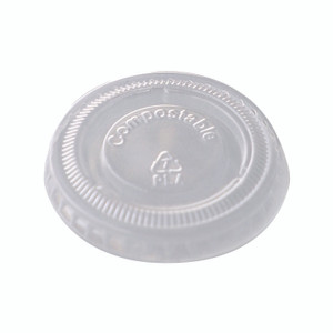 World Centric PLA Clear Cold Cup Lids, Fits 1 oz Portion Cups, Plastic, Clear, 3,000/Carton View Product Image